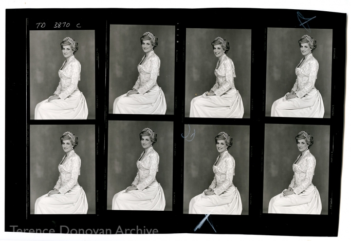 A contact sheet of Diana, Princess of Wales, 26 February 1990