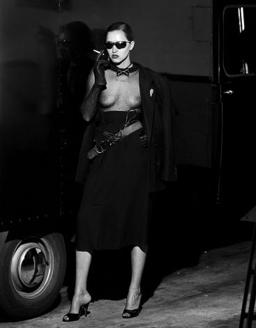 Josephine Florent photographed for Boulevard magazine, Grosvenor Hill Car Park, London, Autumn 1978